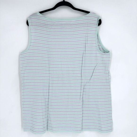 Talbots The Talbots Tee Pius Size 100% Cotton Tank Top Size 3X Green & Purple - Picture 1 of 5